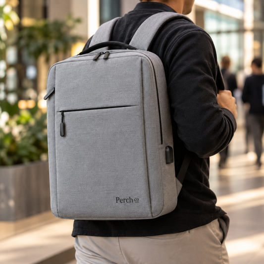 Minimalist laptop backpack worn on the shoulder