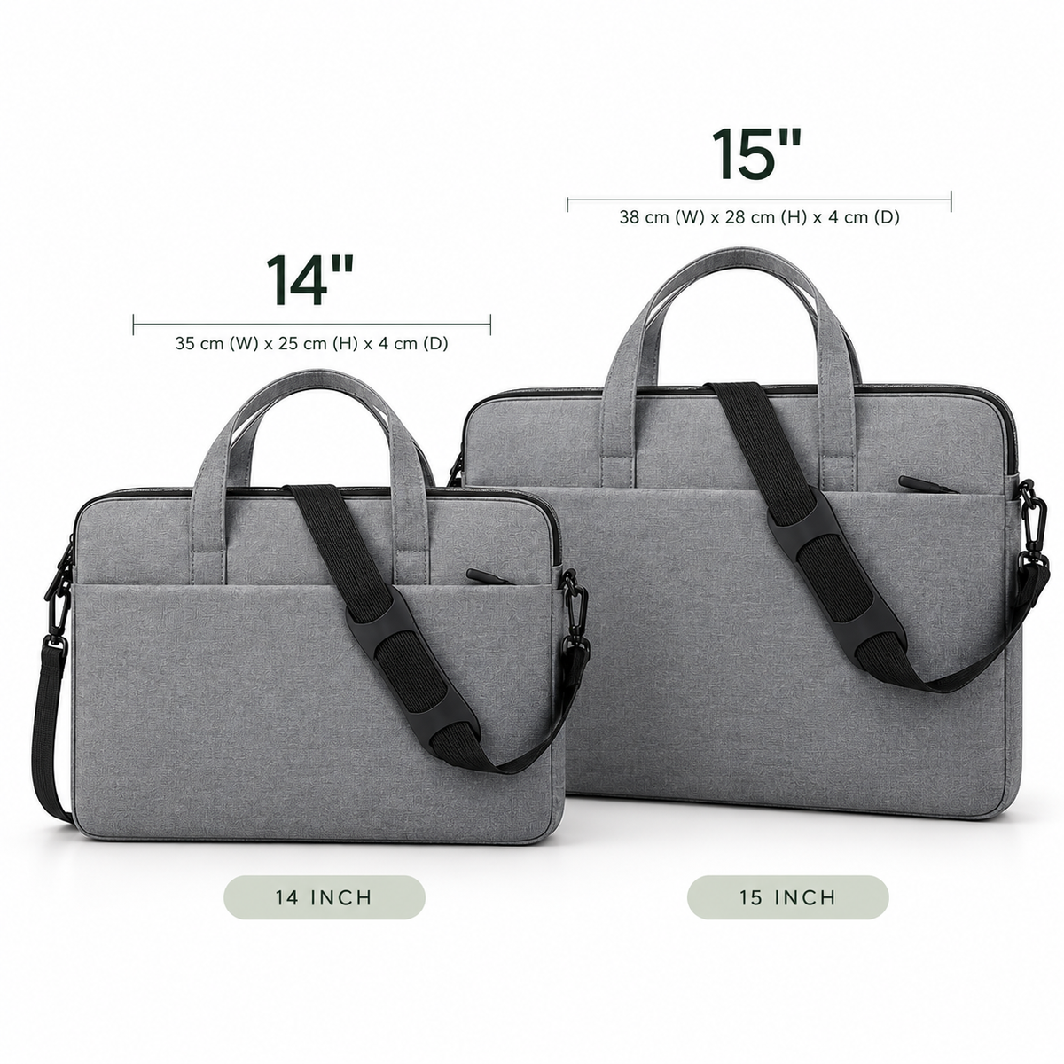 Slim laptop bag in 14 inch and 15 inch sizes