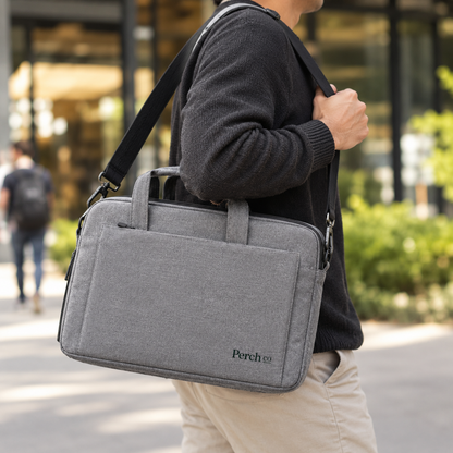 Slim laptop bag carried over the shoulder
