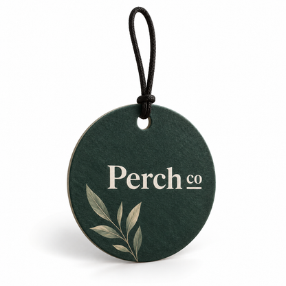 Round car air freshener with full-colour logo print