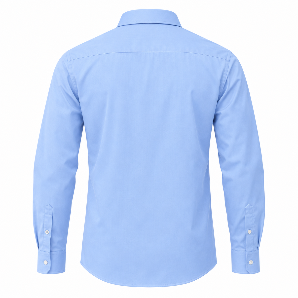 Back of the light blue cotton work shirt