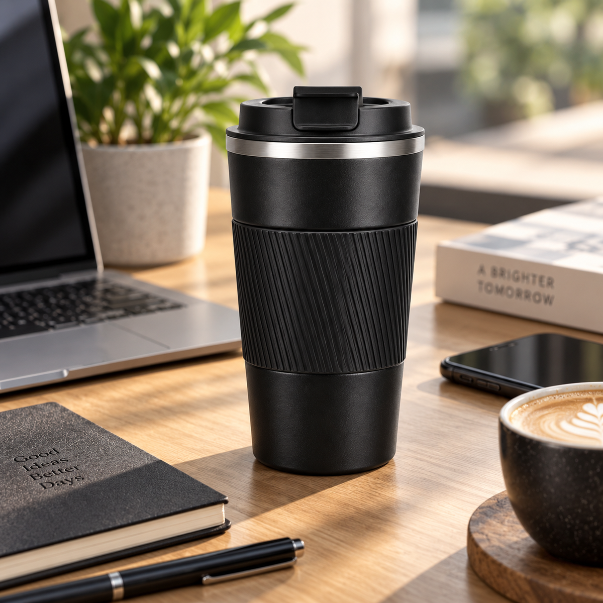 Ribbed Grip Reusable Coffee Cup