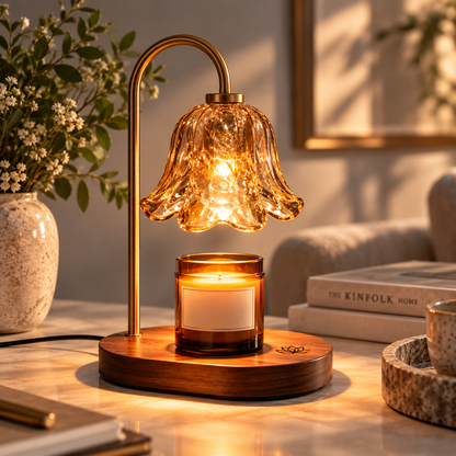 Fluted Glass Candle Warmer Lamp