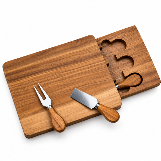 Acacia Cheese Board with Hidden Tool Drawer