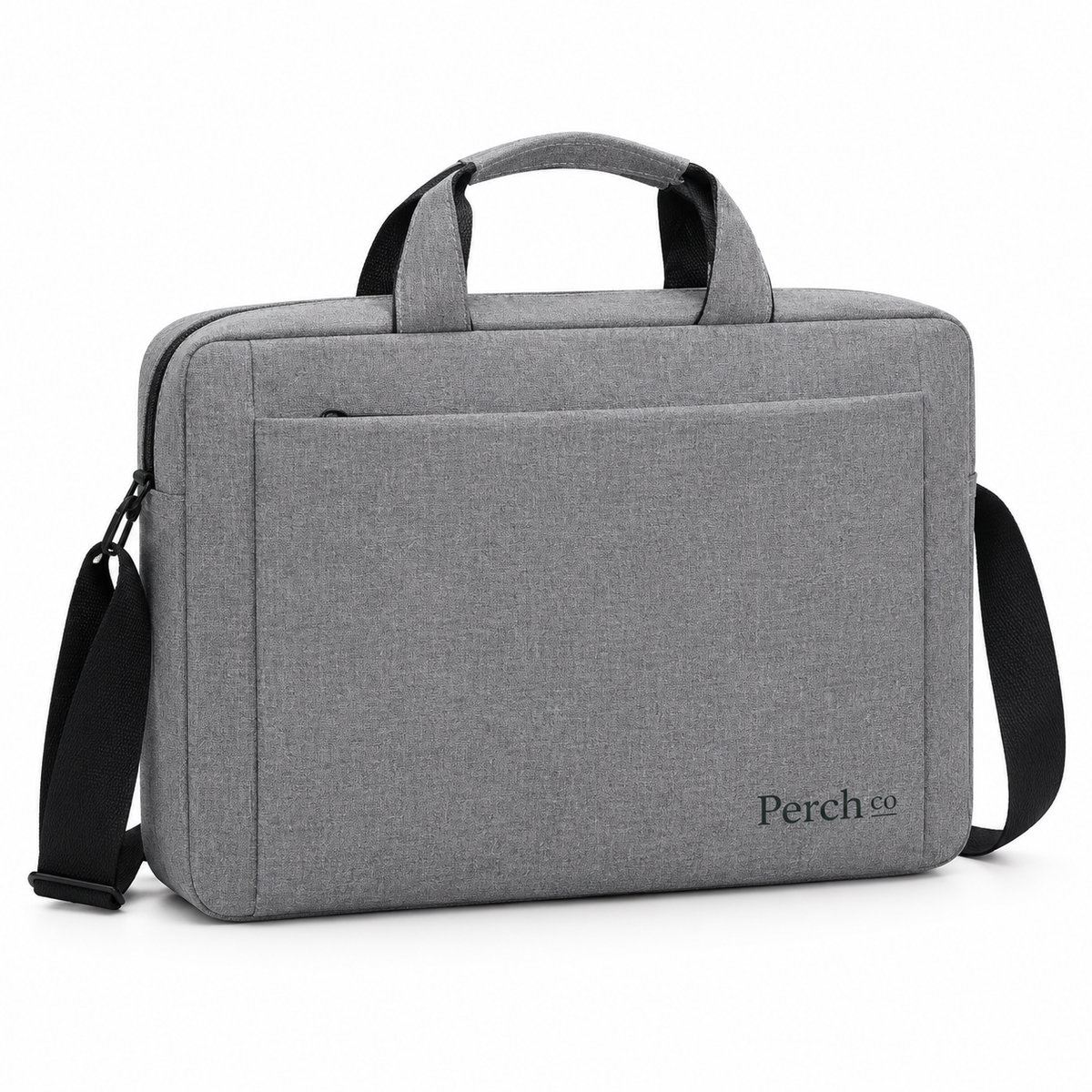 Grey minimal laptop shoulder bag with printed logo