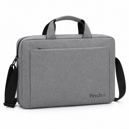 Grey minimal laptop shoulder bag with printed logo