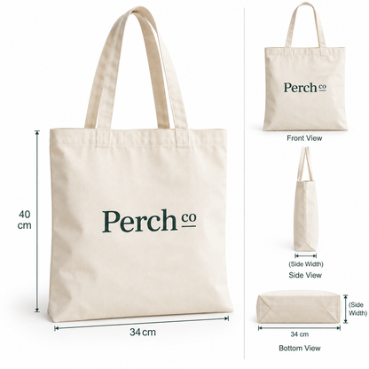 Shoulder tote bag shown from the front, side and bottom