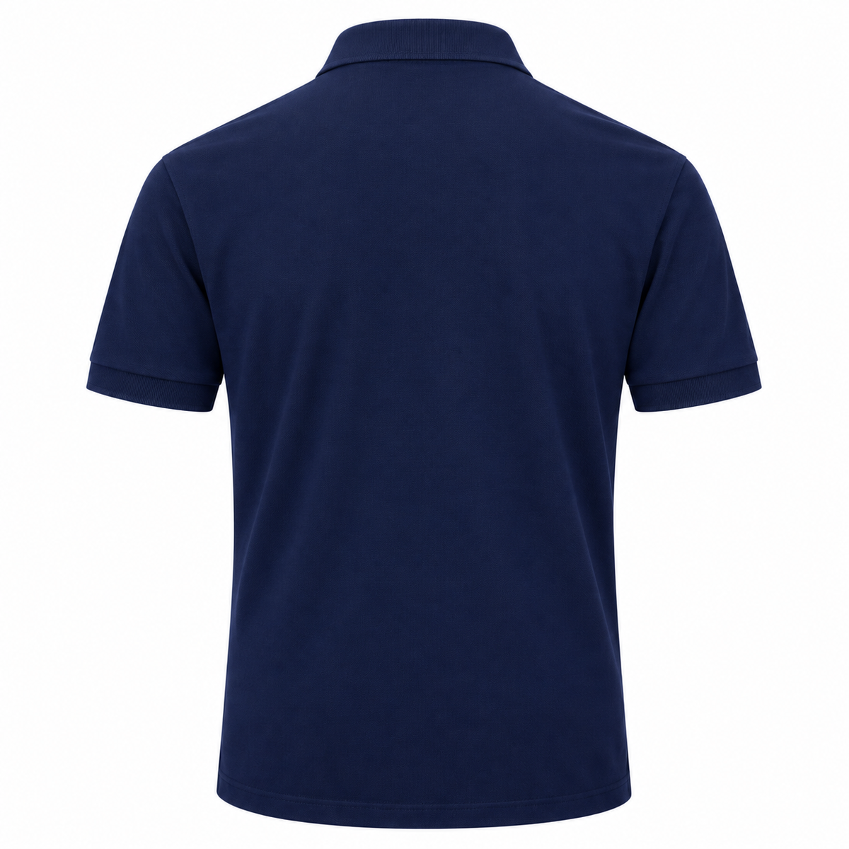 Back of the navy cotton polo shirt